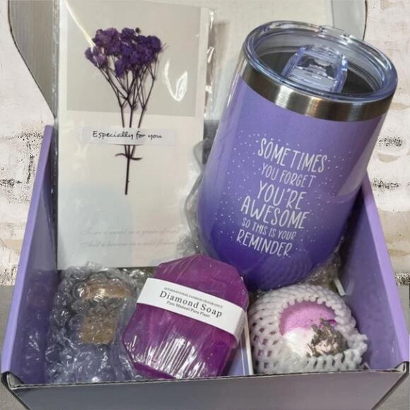 Pampering Lavender You Are Awesome 6 Pc Boxed Gift Set & Insulated Tumbler NEW - Picture 1 of 3